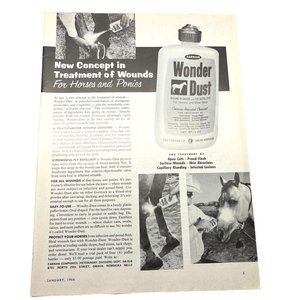 1966 Wonder Dust Wound Powder Vintage Print Ad Horse Fly Repellent Omaha NE